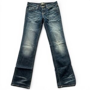 Christian Audigier Distressed Blue Straight Leg Jeans
